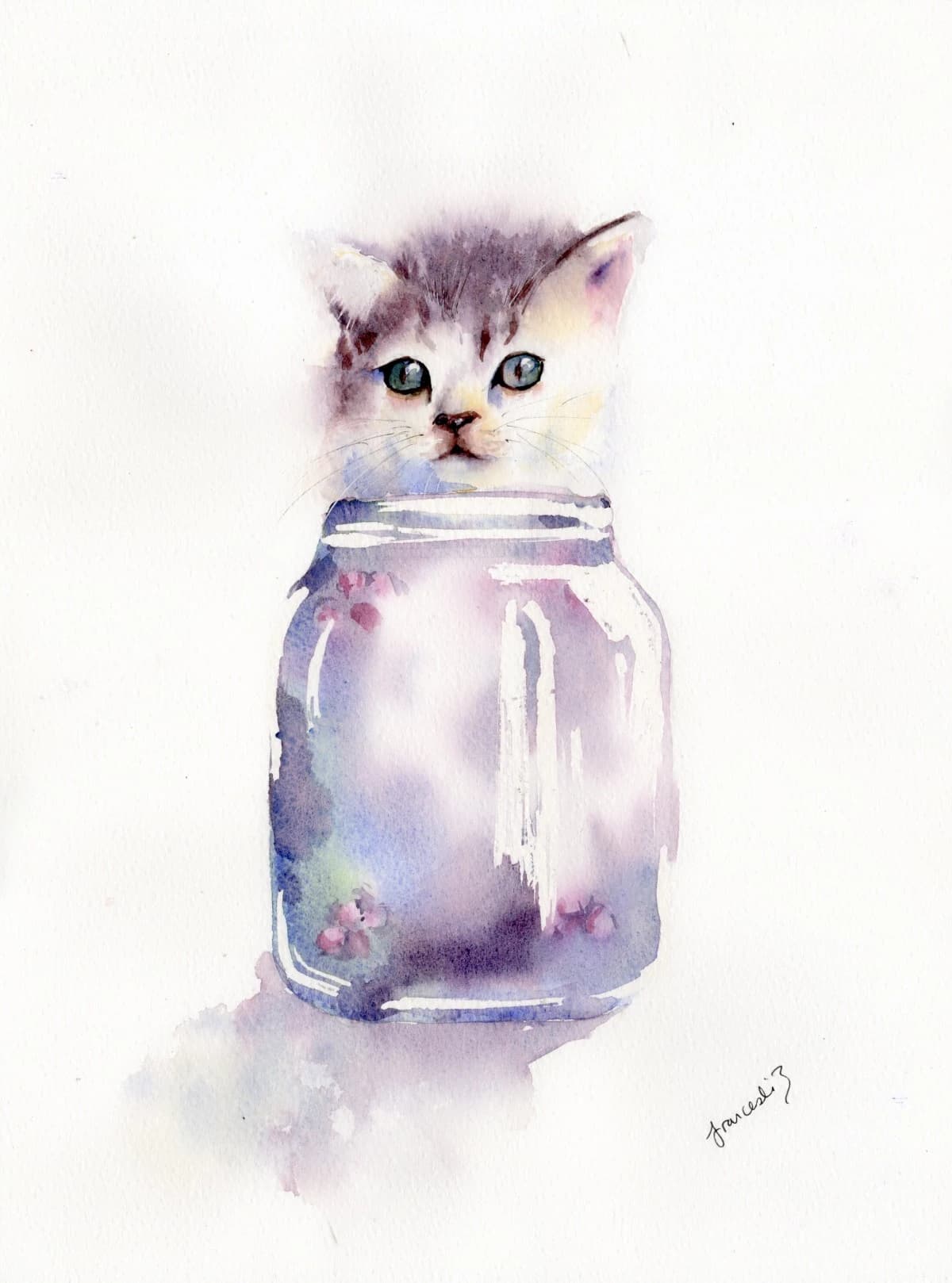 Kitten in a Jar — Watercolour, 2024